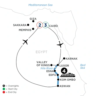 tourhub | Avalon Waterways | Taste of Egypt (MS Farah) | Tour Map