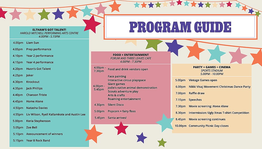 ELTHAM College 50th Anniversary Community Picnic Day Program