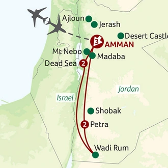 tourhub | Saga Holidays | Jordan with Ancient Petra | Tour Map