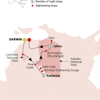 tourhub | AAT Kings | Top End Highlights | Tour Map