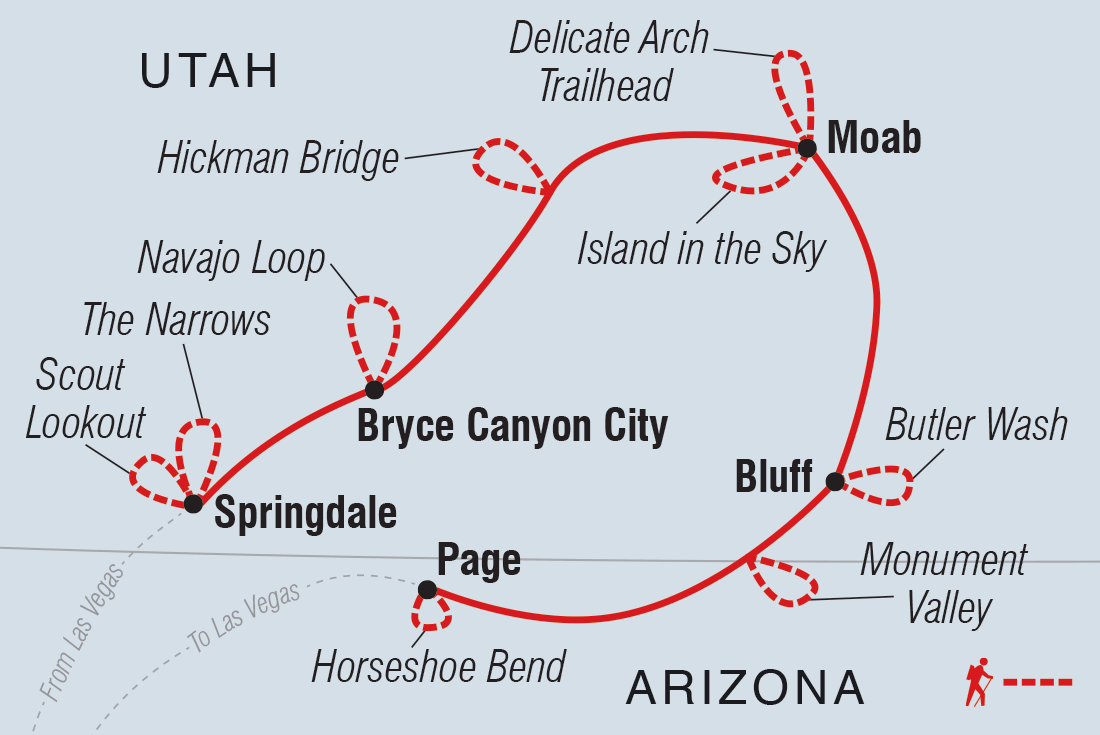 tourhub | Intrepid Travel | Hiking Utah's National Parks | Tour Map