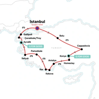 tourhub | G Adventures | Absolute Turkey | Tour Map