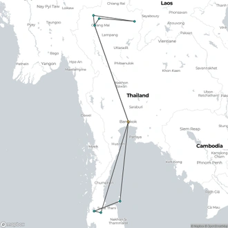 tourhub | Encounters Travel | Siam Treasures tour | Tour Map