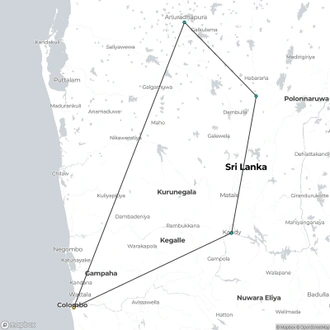 tourhub | Bravo Indochina Tours | Cultural Sri Lanka 8 Days Tour | Tour Map