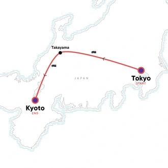 tourhub | G Adventures | Japan: Tokyo Nights & Kyoto Temples | Tour Map