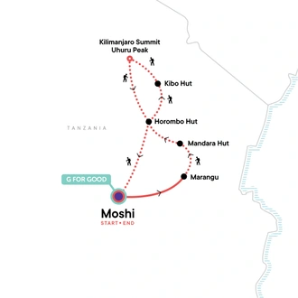 tourhub | G Adventures | Mt Kilimanjaro Trek - Marangu Route | Tour Map