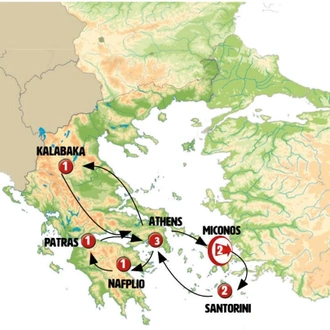 tourhub | Europamundo | Greek Islands, Northern Greece and Peloponnese | Tour Map
