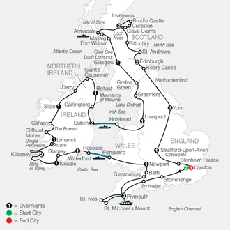 tourhub | Globus | Britain & Ireland in Depth | Tour Map