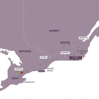 tourhub | Trafalgar | Best of Eastern Canada End Toronto | Tour Map