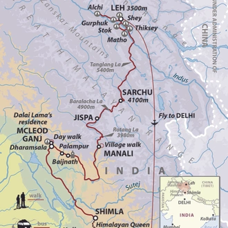tourhub | Wild Frontiers | India: Journey to Ladakh | Tour Map