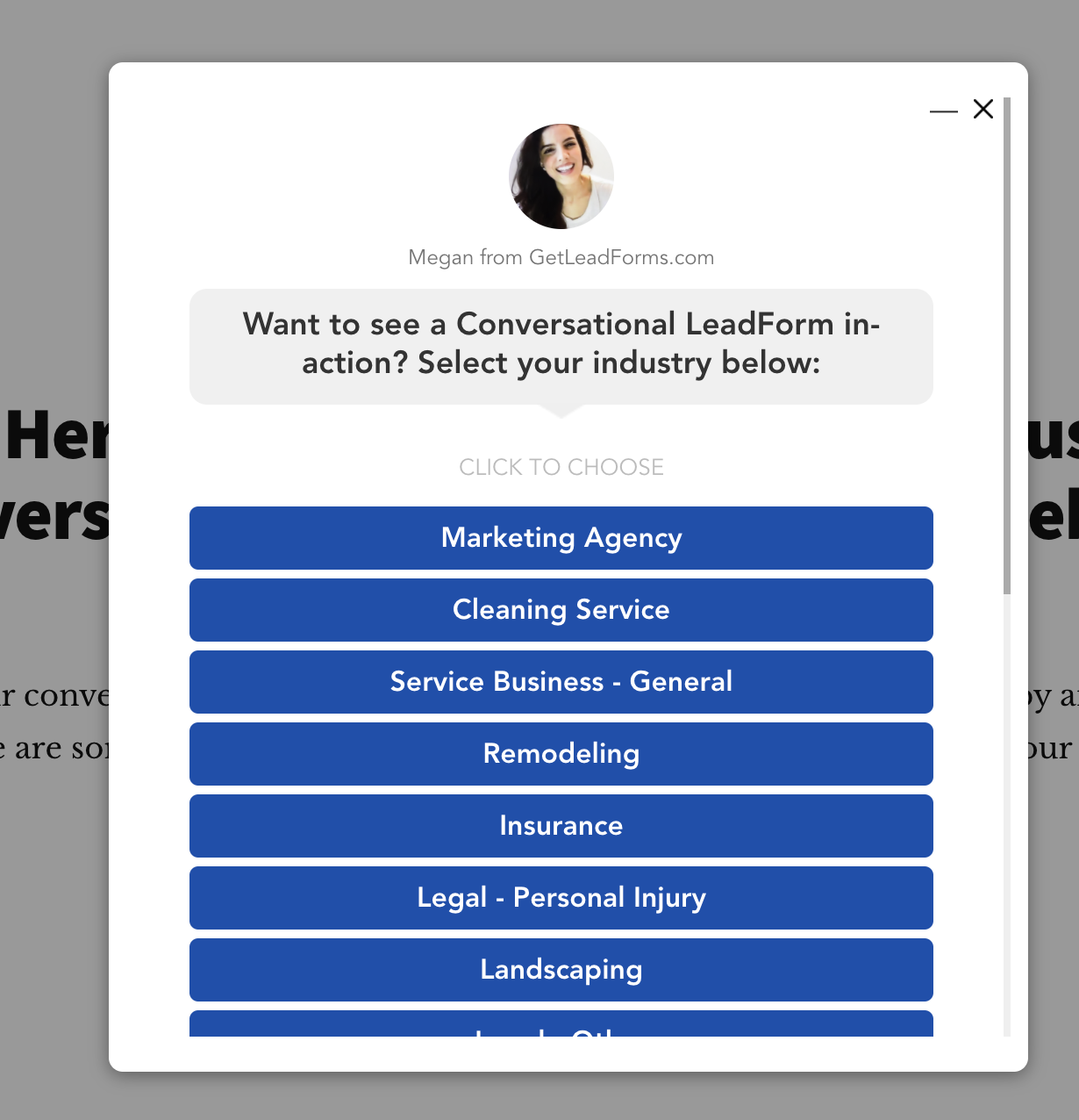 click-through lead form