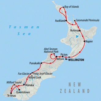 tourhub | On The Go Tours | New Zealand Wonders - 19 days | Tour Map