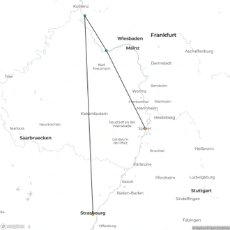 tourhub | CroisiEurope Cruises | Christmas on the romantic Rhine, the enchantment of the Lorelei Rock (port-to-port cruise) | Tour Map