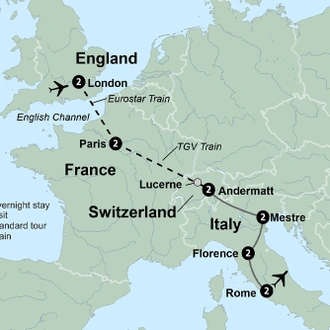 tourhub | Collette | Treasures of Europe from Rome to London | Tour Map