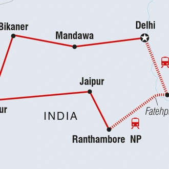 tourhub | Intrepid Travel | Northern India Family Holiday Comfort | Tour Map