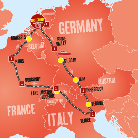 European Vistas tour map