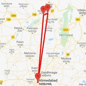 tourhub | Agora Voyages | Ahmedabad to Mount Abu - The Dilwara Temples & Mount Abu Sanctuary Tour | Tour Map