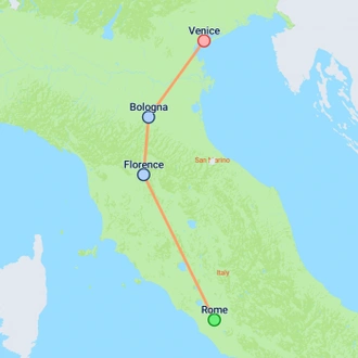 tourhub | On The Go Tours | Rome to Venice Express - 4 days | Tour Map