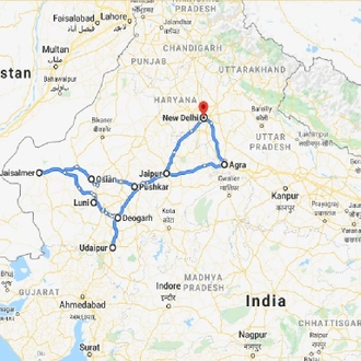 tourhub | Panda Experiences | Rajasthan Historical Tour | Tour Map