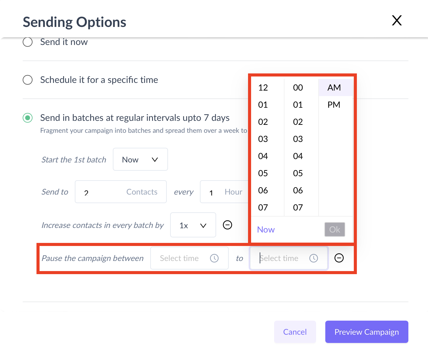 Use Fragmented scheduling for Warm Up Campaigns