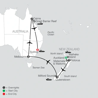 tourhub | Globus | Highlights of the South Pacific | Tour Map