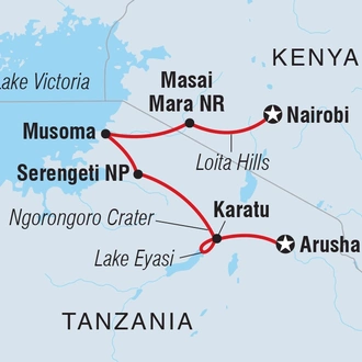 tourhub | Intrepid Travel | East Africa Highlights | Tour Map