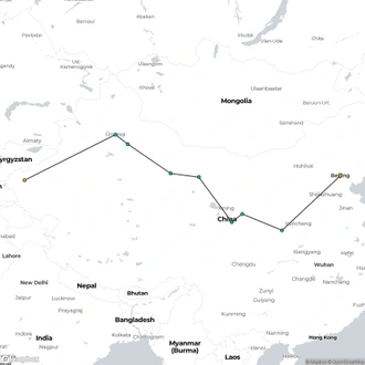 tourhub | Silk Road Trips | China Silk Road: Beijing to Kashgar 16D | Tour Map