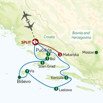 tourhub | Titan Travel | Natural Beauty of the Dalmatian Islands Cruise | Tour Map