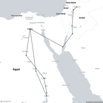 tourhub | Fez Travel | 2024 - Egypt and Jordan Discoveries Tour | Tour Map