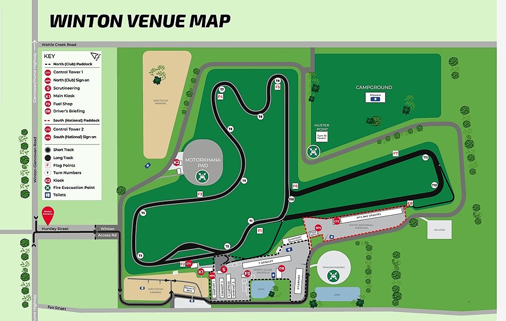 Winton Raceway Venue Map