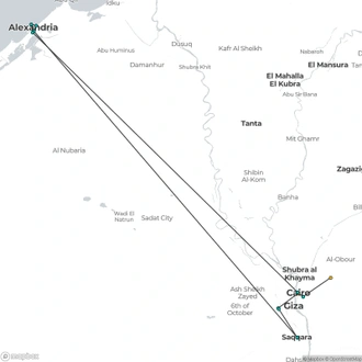 tourhub | Egypt Direct Tours | Cairo -Alexandria Short Break 5 Days to Land of the Kings with Sightseeing  | Tour Map