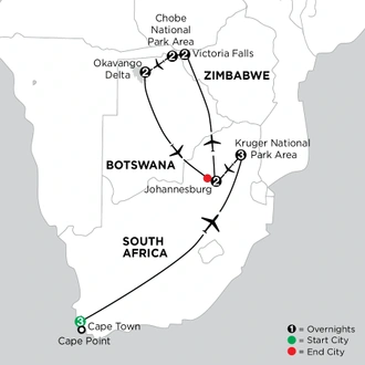 tourhub | Globus | Independent Wonders of Southern Africa | Tour Map