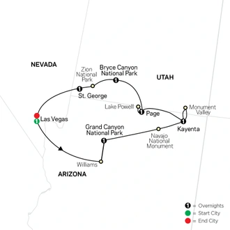 tourhub | Cosmos | Highlights of the Canyonlands | Tour Map