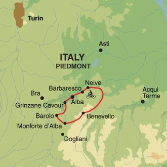 tourhub | Exodus | Cycling the Wine Villages of Piedmont | Tour Map