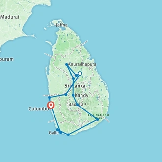 tourhub | Stelaran Holidays | Sri Lanka solo Holiday Tour | Tour Map