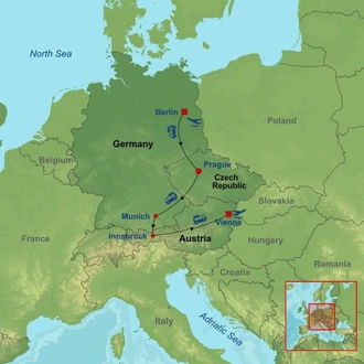 tourhub | Indus Travels | Treasures of Germany, Prague and Austria | Tour Map