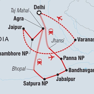 tourhub | Intrepid Travel | Premium India & Wildlife | Tour Map