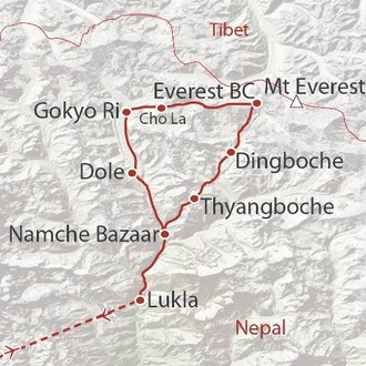 tourhub | World Expeditions | Everest Circuit & the Cho La in Comfort | Tour Map
