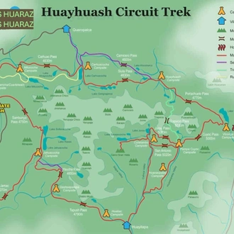 tourhub | First Class Huaraz | HOTSPRINGS TREK - Huayhuash the wonderful of the world | Tour Map