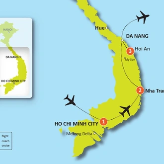 tourhub | Tweet World Travel | Luxury Golf Package Central Vietnam: Nha Trang & Hoi An | Tour Map