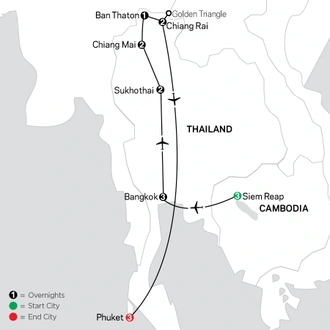 tourhub | Cosmos | Tantalizing Thailand with Siem Reap & Phuket | Tour Map