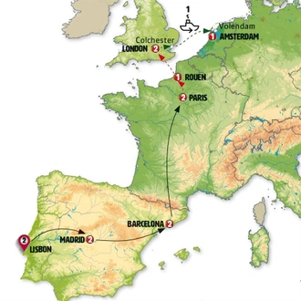 tourhub | Europamundo | From Lisbon to Paris with London | Tour Map