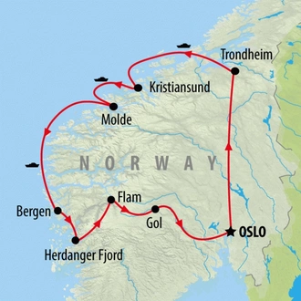 tourhub | On The Go Tours | Fjords, Cruise & Coast - 9 days | Tour Map