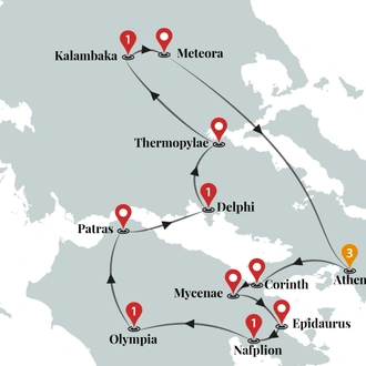 tourhub | Ciconia Exclusive Journeys | Classic Greece Luxury Tour | Tour Map