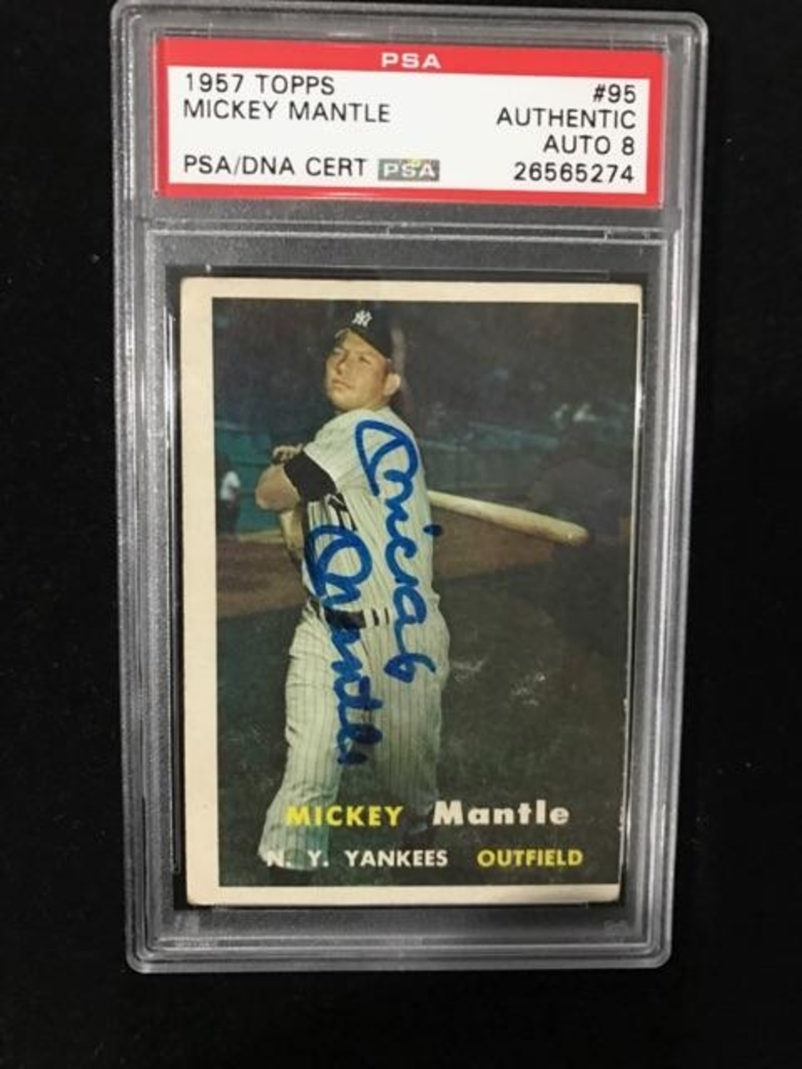 Mickey Mantle Signed Card 1957 Topps 1 Collectionzz