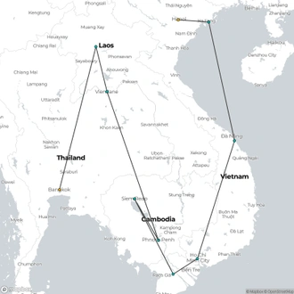 tourhub | Bravo Indochina Tours | Indochina Tour with Bangkok Extension 21 Days | Tour Map