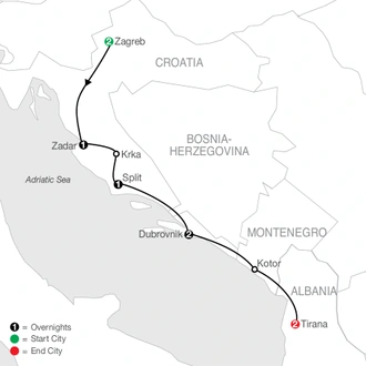 tourhub | Globus | Croatia & Albania Escape | Tour Map