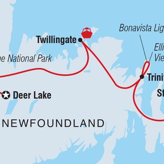 tourhub | Intrepid Travel | Newfoundland Adventure: Eastbound | Tour Map