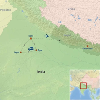 tourhub | Indus Travels | Wonders of India And Nepal | Tour Map