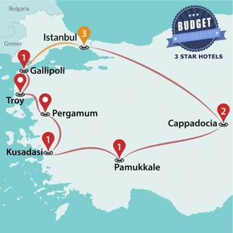 tourhub | Travel Talk Tours | Turkiye on a Budget | Tour Map